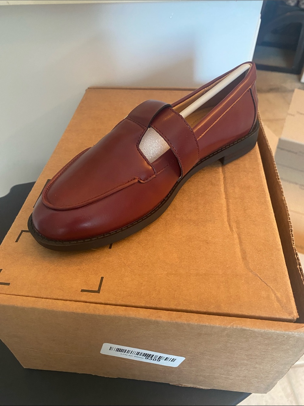 Women’s Burgundy Leather Penny Loafers - Classic Slip-On Dress Shoes
